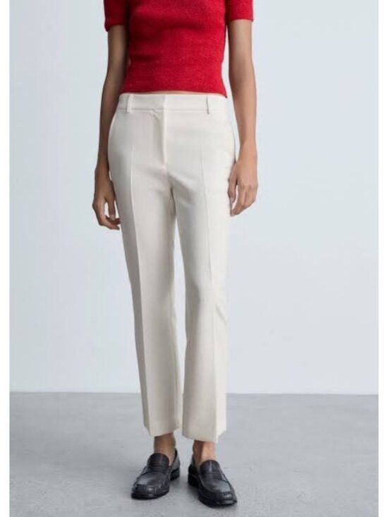 MNG Pants - MNG Womens White Tapered Trousers Size 12
